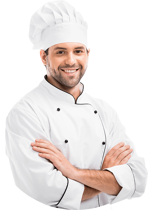 a man in a chef's uniform pizza mama